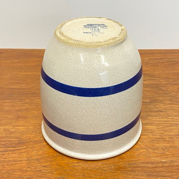 Vintage Cobalt Blue Striped Robinson Ransbottom Pottery 1 Quart Crock #303 USA - Picture 5 of 9